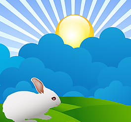 可爱小白兔太阳背景素材