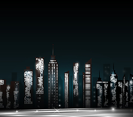 都市楼群剪影矢量图