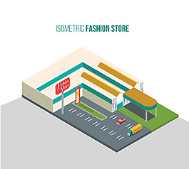 卡通时尚商店立体图