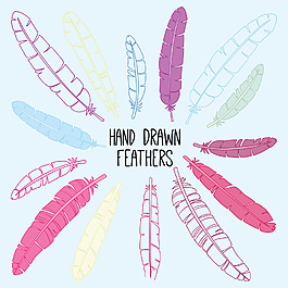 手绘羽毛矢量素材