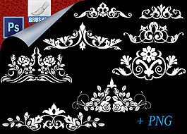 古典植物花纹、贵族印花图案Photoshop笔刷下载