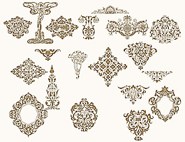 维多利亚植物花纹、贵族花纹图案PS笔刷下载