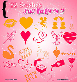 22个情人节元素装饰PS笔刷