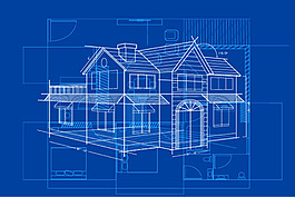 时尚线性房子模型设计矢量素材