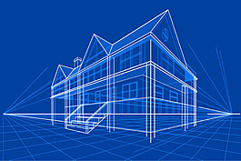 时尚线性房子模型设计矢量素材