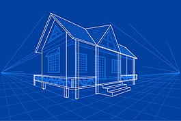 时尚线性房子模型设计矢量素材