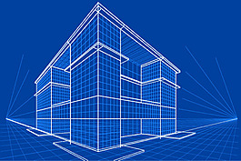 时尚线性房子模型设计矢量素材