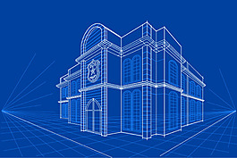 时尚线性房子模型设计矢量素材