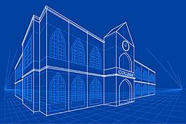 时尚线性房子模型设计矢量