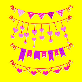 创意情人节拉旗矢量