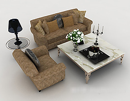 新欧式居家沙发3d模型下载