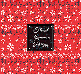 日本红色花卉图案