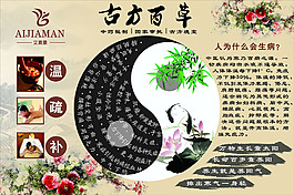 素雅古方百草展架展板