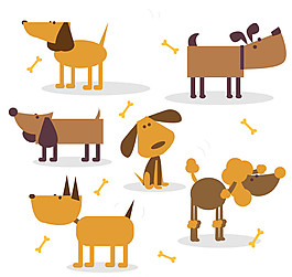 6款扁平卡通宠物狗矢量素材