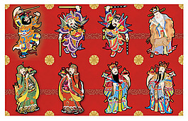 福寿禄财神爷吉祥年画