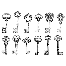 花纹,古典钥匙,钥匙,复古钥匙,矢量图.