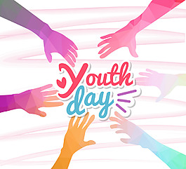 多边形彩色手青年日背景