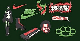 绿色背景下的图标