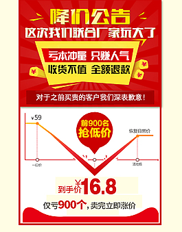 降价公告氛围 活动氛围 海报氛围 红色底