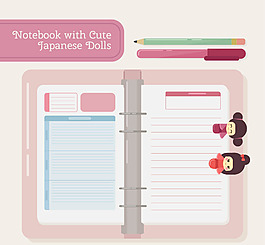美丽的日本娃娃记事本
