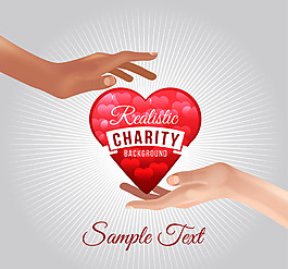 具有现实风格的心背景的手