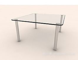 现代简约玻璃餐桌3d模型下载