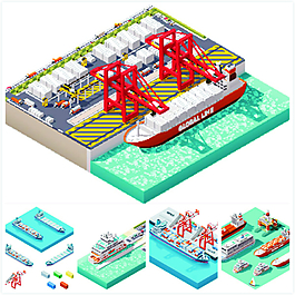 3D立体货船码头