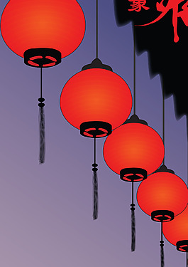 中国风中秋印象灯笼屋檐