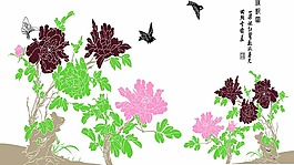 花开富贵矢量图