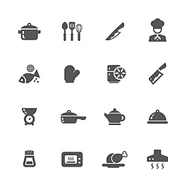 黑色餐饮图标矢量图