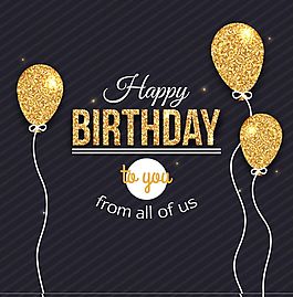 金色生日气球贺卡矢量素材