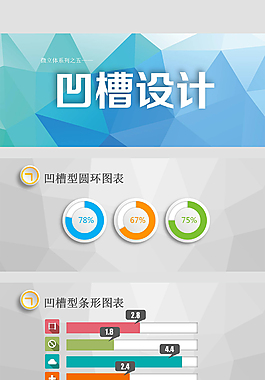 精美的凹槽设计PPT图表