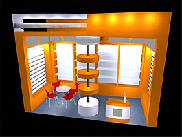 3D橙色展厅模型效果图