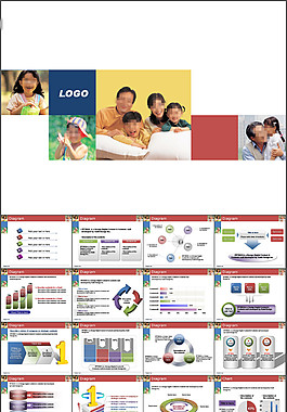 多彩教育PPT模板：幸福家庭