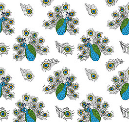 彩色孔雀无缝背景矢量素材