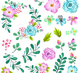 手绘花朵插画矢量图