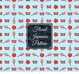 蓝色和红色的日本图案