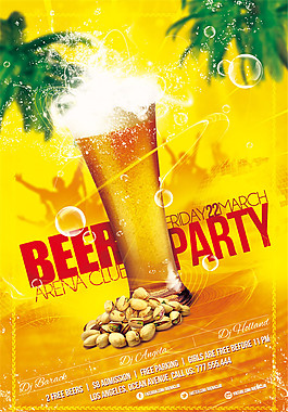 啤酒派对海报传单设计图片
