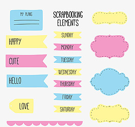 手绘矢量标签素材