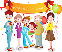 卡通人物迎新年