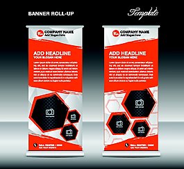 红色几何图形展架图片图片