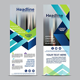 蓝色几何图形展架图片1