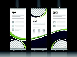 绿色曲线圆环展架图片