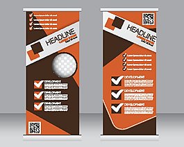 橙色几何图形展架图片