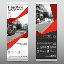 个性红色三角形展架图片