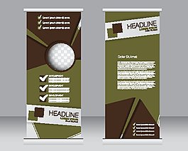 褐色几何图形展架图片