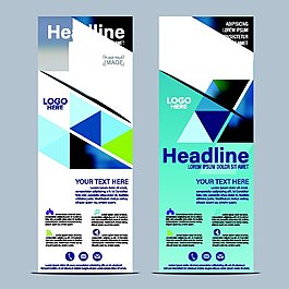 绿色三角形几何图形展架图片