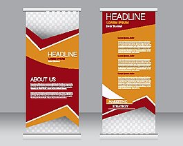 橙色几何图形展架图片