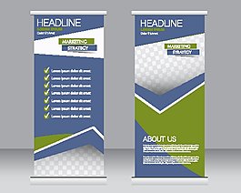 蓝色几何图形展架图片