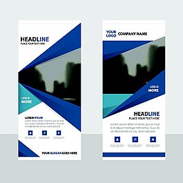 蓝色立体三角形展架图片